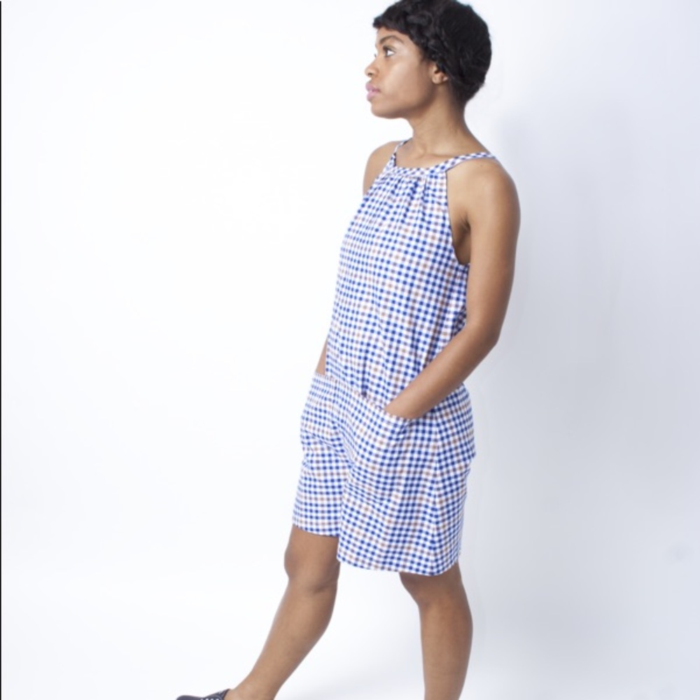 PETITE Carleen Checker Halter Romper